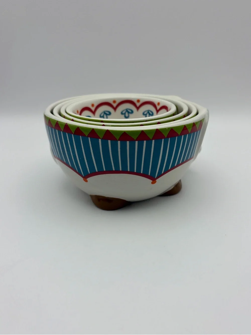 Pier 1 Imports Elephant Nesting Measuring Bowl Set Hand Painted Dolomite 4 Pc